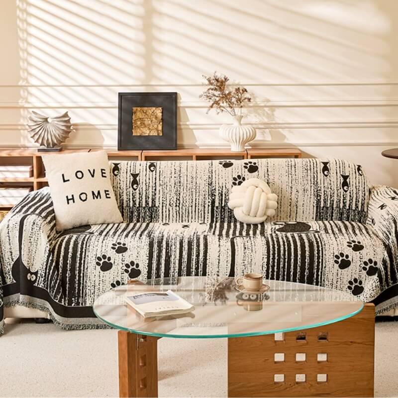 Rutschfeste Sofabezug mit Pfotenmuster – Schutz und Komfort