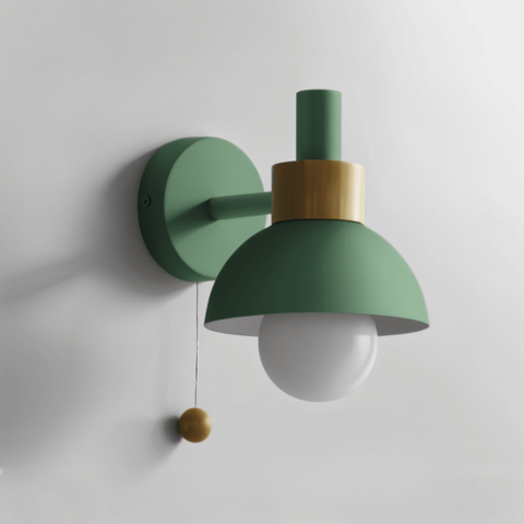 Pastellfarget vegglampe med trekkbryter - myk belysning og moderne stil