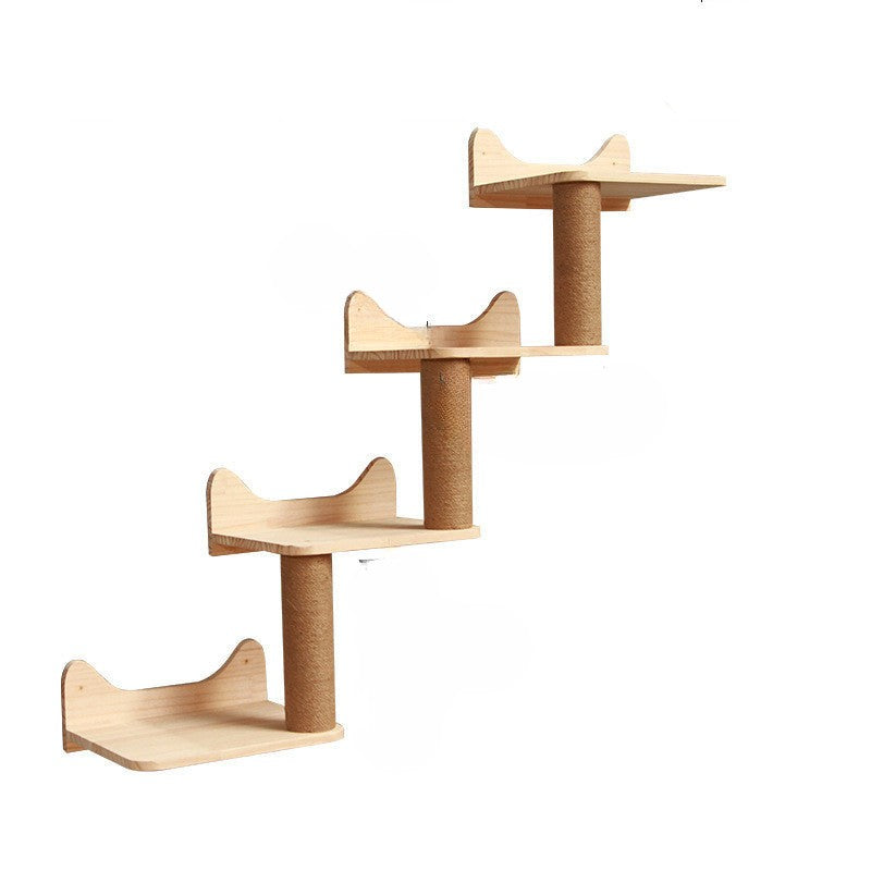 猫のための壁掛けクライミングフレーム、吊り下げプラットフォームと梯子付き