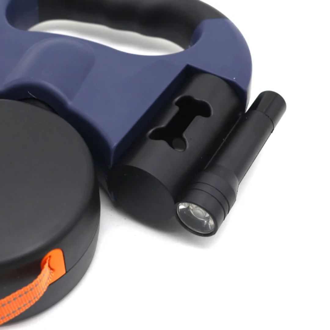 Joustava kaksoisvetoleash koirille – LED-valon ja pussinjakajan kanssa 