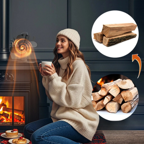 מאוורר קמין עם 5 להבים — פיזור אופטימלי של חום 