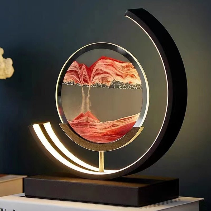 Zandlamp in Beweging – Visuele Ontspanning en Rustige Sfeer 