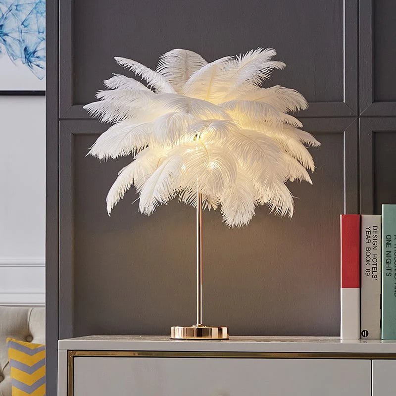 Art Deco Golden Feather Table Lamp – Luxurious and Original Decoration 